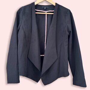 Haute Monde | Open Front Draped Blazer in Black | XL